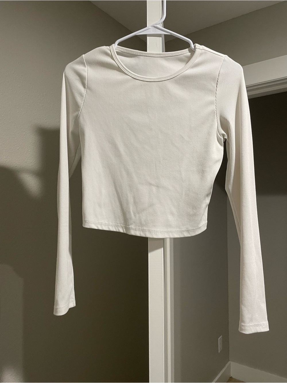 Target White Long-Sleeve Ribbed Crewneck Top